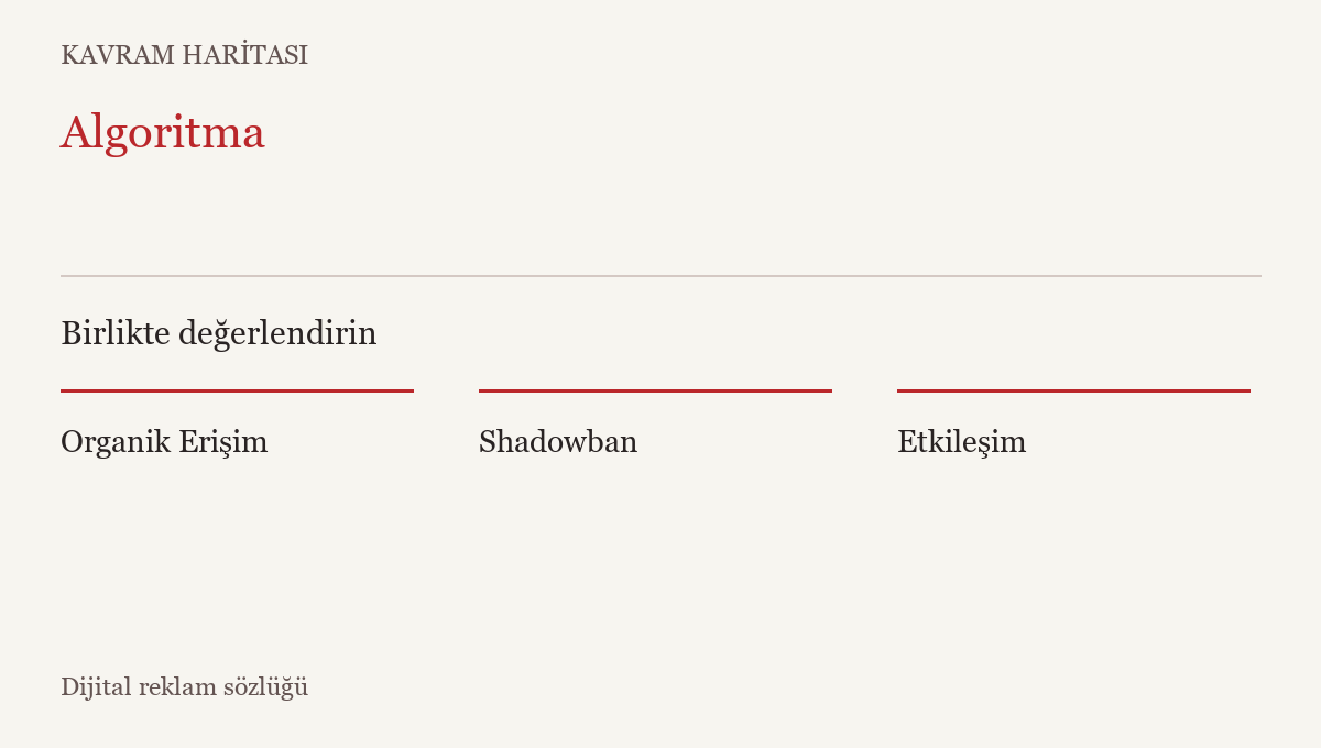 Algoritma ile ilişkili kavramlar: Organik Erişim, Shadowban, Etkileşim